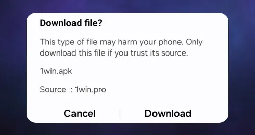 Confirm 1win app download. Get instructions to successfully install the app on 1win platform.